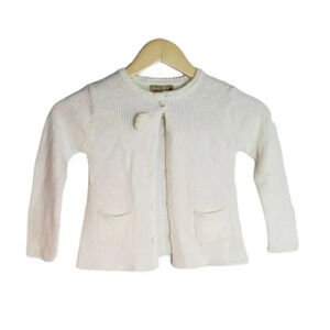Jeanie Bleu White Knit Cardigan 4T